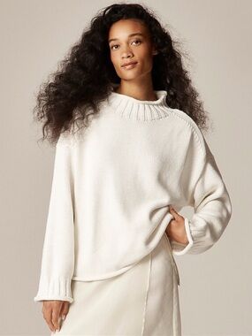 NWT J Crew 2025 Rollneck Sweater in Ivory XXS Oversized TikTok Viral $98 CM712